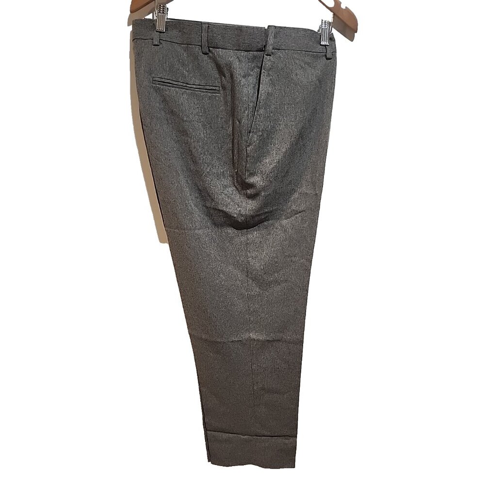 Size 42 MENS Adjustable waist band expandable Dress Pants gray long flat front